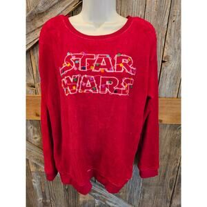 Star wars size large L red velour soft Christmas sweater casual comfort EUC